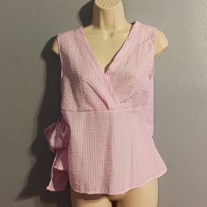 Pink & white checked women's size medium blouse